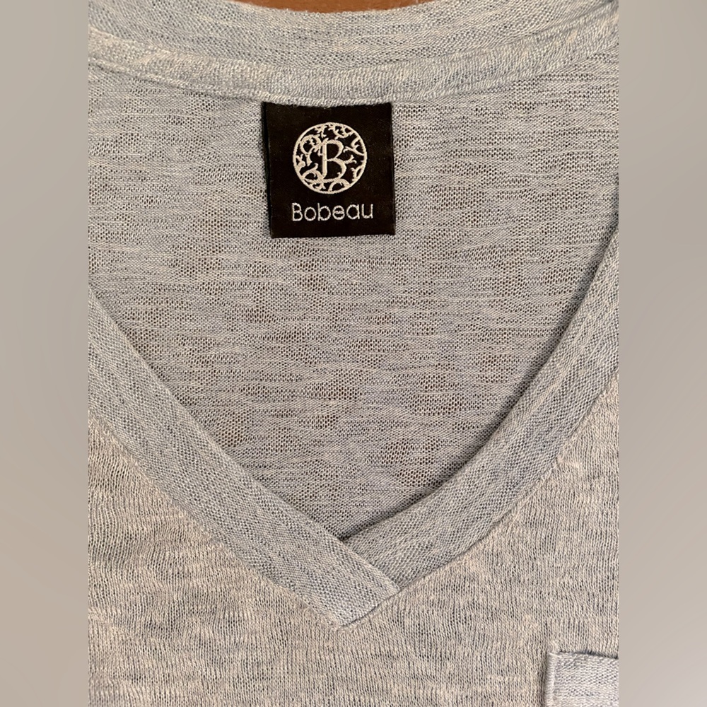 Bobeau short sleeve vneck light sweater top size Large- weathered powder blue - Picture 2 of 5